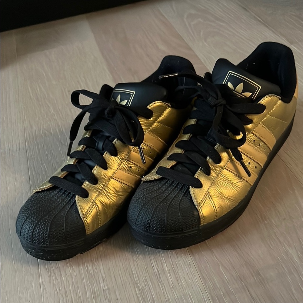 Adidas Metallic Gold and Black Shoes
